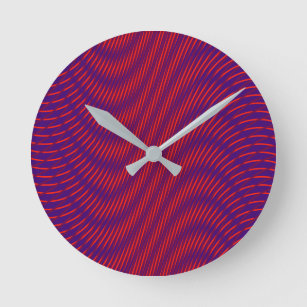 Cool & Modern Abstract Moiré Effect Paarse & Rood Ronde Klok