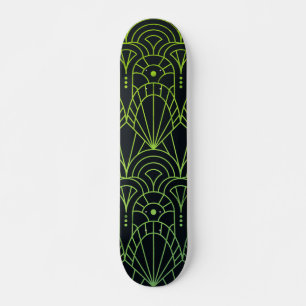 Cool Modern Art Deco Green Black Patroon Persoonlijk Skateboard