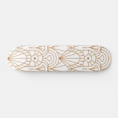 Cool Modern Art Deco Roos Gold White Patroon Persoonlijk Skateboard (Horizontaal)