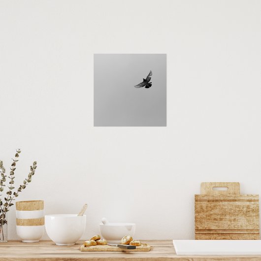 Cool Modern B&W flying bird simple modern design Poster (Keuken)
