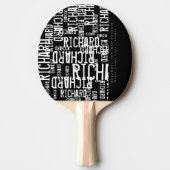 Cool / modern b/w tafeltennis-paddle met naam tafeltennisbatje (Voorkant)