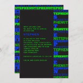 Cool Modern Bar Mitswa Uitnodiging Stephen (Voorkant / Achterkant)