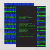 Cool Modern Bar Mitzvah Invitation Black Blue Kaart (Voorkant / Achterkant)
