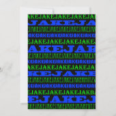 Cool Modern Bar Mitzvah Invitation Black Blue Kaart (Achterkant)