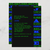 Cool Modern Bar Mitzvah Invitation Black Blue Kaart (Voorkant / Achterkant)