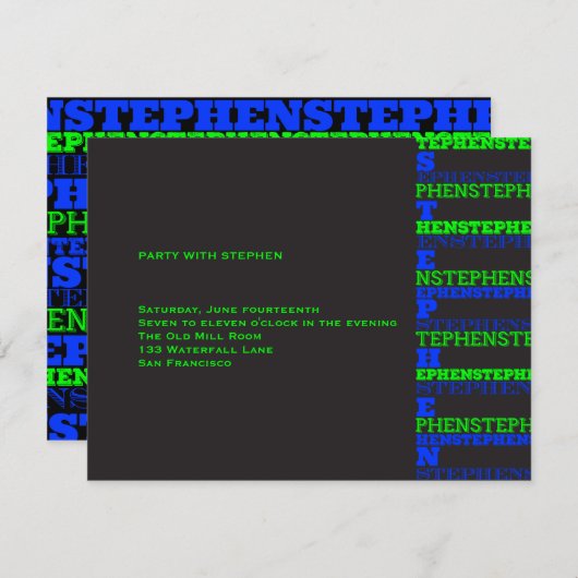 Cool Modern Bar Mitzvah Reception Stephen Kaart (Voorkant / Achterkant)