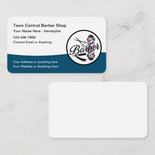 Cool Modern Barber Shop Embleem Visitekaartjes (Voorkant / Achterkant)