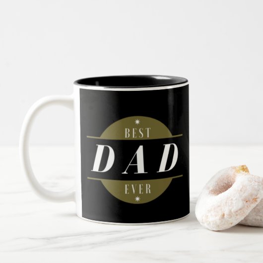 Cool Modern Best DAD ooit Photo Gold Black Tweekleurige Koffiemok (Met donut)