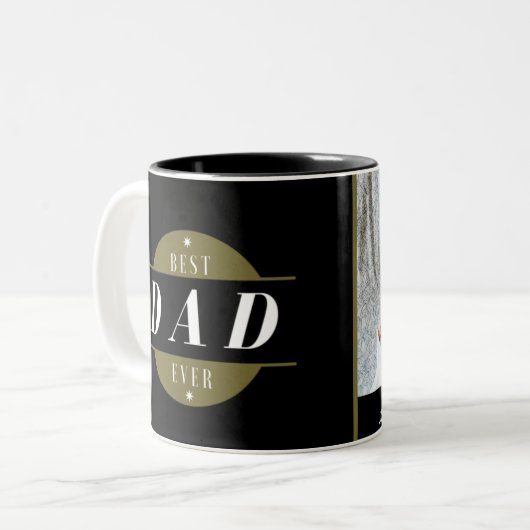 Cool Modern Best DAD ooit Photo Gold Black Tweekleurige Koffiemok (Voorkant links)