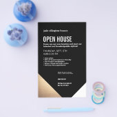 Cool Modern Black en Gold Hair Salon Open House Flyer (Enkel)