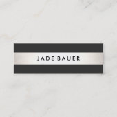 Cool Modern Black en Silver Striped Mini Visitekaartje (Voorkant)