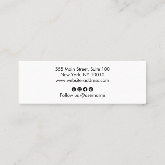 Cool Modern Black en White bold Script Mini Visitekaartje (Achterkant)