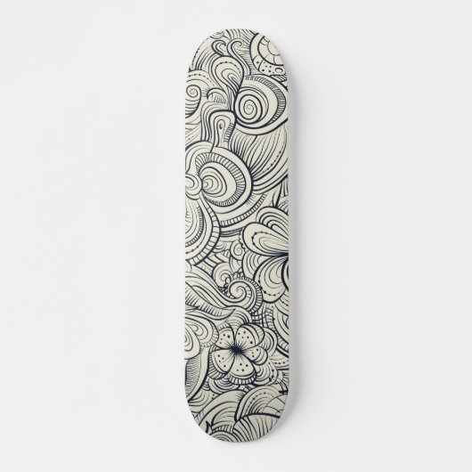 Cool Modern Black en White Floral Pattern Persoonlijk Skateboard (Voorkant)