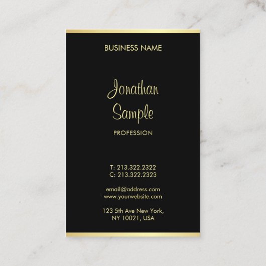 Cool Modern Black Gold Hand Script op maat Visitekaartje (Achterkant)