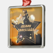 Cool Modern Black Gold Metallic Stars Kerstmis Metalen Ornament (Links)