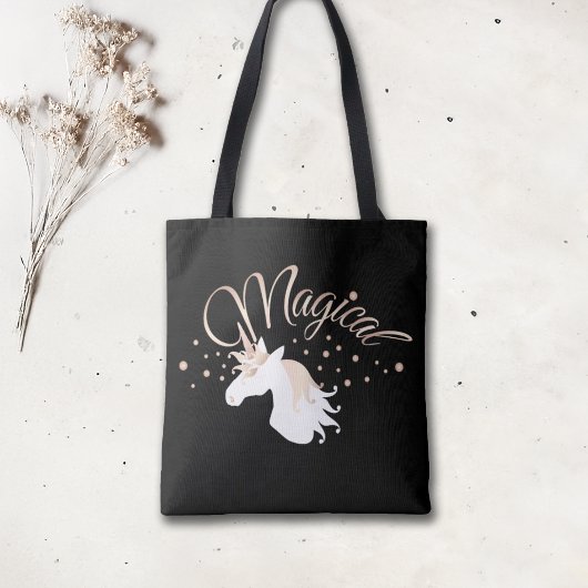 Cool Modern Black Magical Unicorn Tote Bag