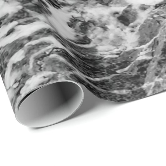 Cool Modern Black Marble Stone Texture Cadeaupapier (Rol Hoek)