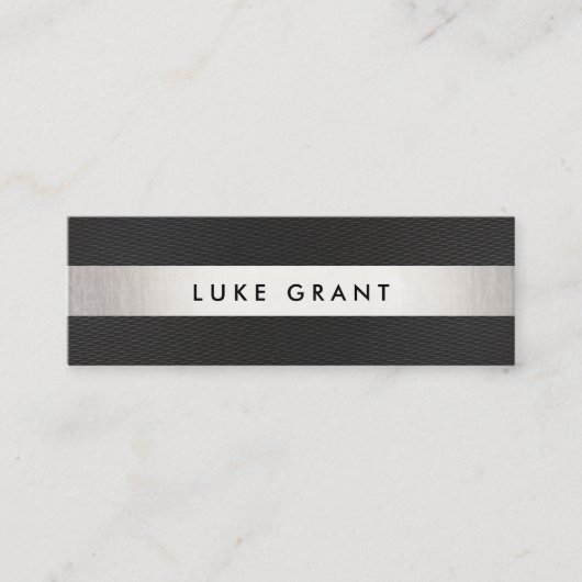 Cool Modern Black Silver Striped Professional II Mini Visitekaartje (Voorkant)