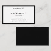 Cool Modern Black White Professional Elegant Plain Visitekaartje (Voorkant / Achterkant)