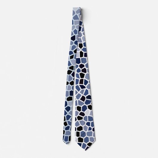 Cool modern blauw mozaïekpatroon stropdas (Achterkant)
