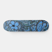 Cool Modern Blue Abstract Floral Pattern Persoonlijk Skateboard (Horizontaal)