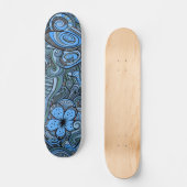 Cool Modern Blue Abstract Floral Pattern Persoonlijk Skateboard (Voorkant)