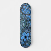 Cool Modern Blue Abstract Floral Pattern Persoonlijk Skateboard (Voorkant)