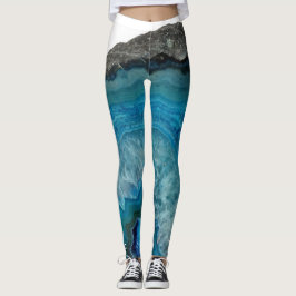 Cool Modern Blue Agate Gemstone Rock met Monogram Leggings