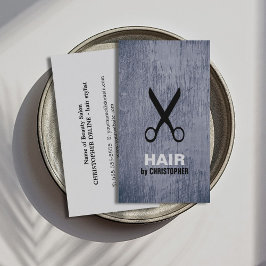 Cool Modern Blue Black Scissor Haarstylist Visitekaartje