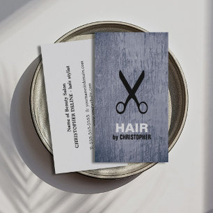 Cool Modern Blue Black Scissor Haarstylist Visitekaartje