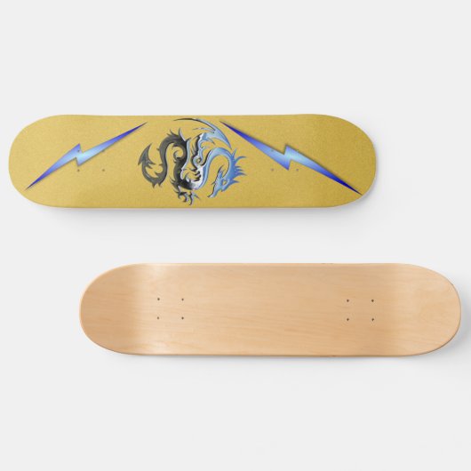 Cool Modern Blue Dragon Lightning Bolts Persoonlijk Skateboard (Horizontaal)