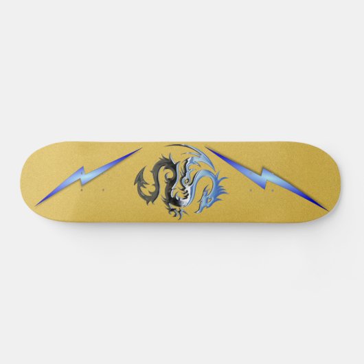 Cool Modern Blue Dragon Lightning Bolts Persoonlijk Skateboard (Horizontaal)