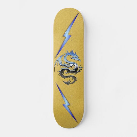 Cool Modern Blue Dragon Lightning Bolts Persoonlijk Skateboard (Voorkant)