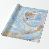 Cool Modern Blue Gold Marble Stone Texture Cadeaupapier (Uitgerold)