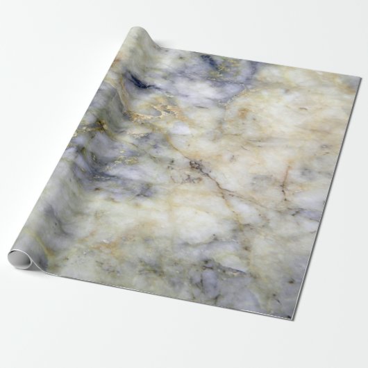 Cool Modern Blue Marble Stone Texture Cadeaupapier (Uitgerold)