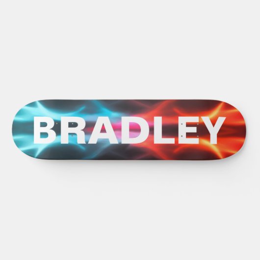 Cool Modern Blue Red Fire Trendy Persoonlijk Skateboard (Horizontaal)
