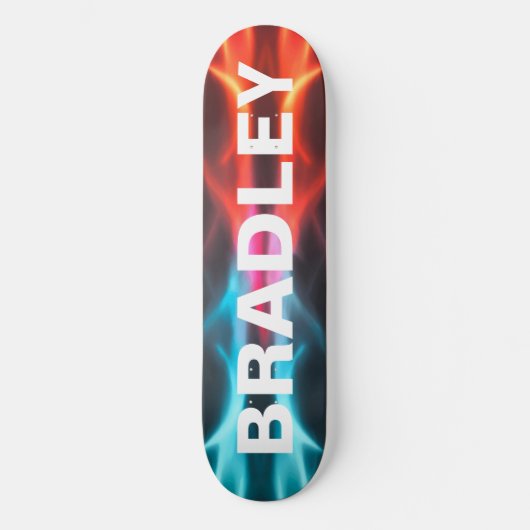 Cool Modern Blue Red Fire Trendy Persoonlijk Skateboard (Voorkant)
