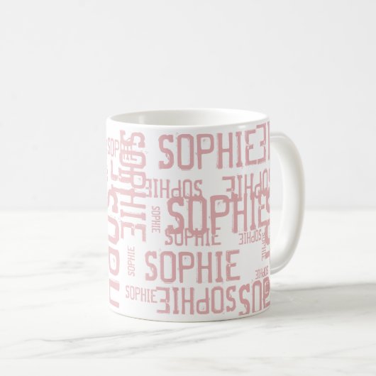 Cool & Modern Blush Pink Typografie Koffiemok (Voorkant rechts)