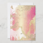Cool modern blush roze gouden waterverf glitterij kaart (Achterkant)