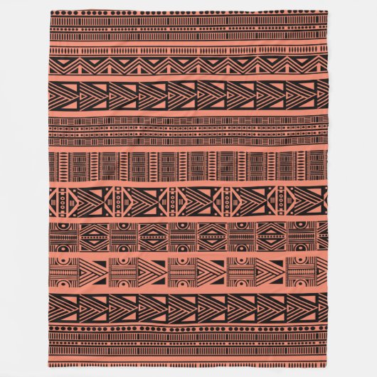 Cool Modern Boho Black en roze patroonstrips Fleece Deken (Voorkant)