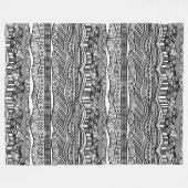Cool Modern Boho Black en White Pattern Doodles Fleece Deken (Voorkant (Horizontaal))