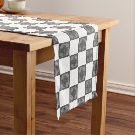 Cool Modern Boho Black en White Pattern Pset Korte Tafelloper