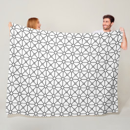 Cool Modern Boho Black en White Pattern Rhombus Fleece Deken