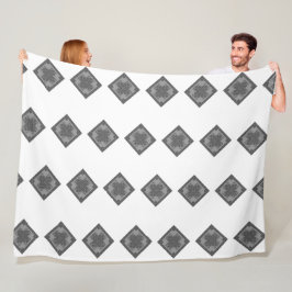 Cool Modern Boho Black en White Pattern Rhombus Fleece Deken