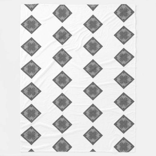 Cool Modern Boho Black en White Pattern Rhombus Fleece Deken (Voorkant)