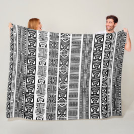 Cool Modern Boho Black en White Pattern Strips Fleece Deken
