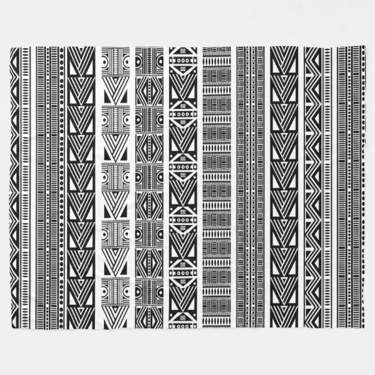 Cool Modern Boho Black en White Pattern Strips Fleece Deken (Voorkant (Horizontaal))