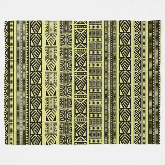Cool Modern Boho Black en Yellow Pattern Strips Fleece Deken (Voorkant (Horizontaal))