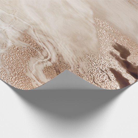 Cool Modern Brown Gold Marble Stone Texture Cadeaupapier (Hoek)
