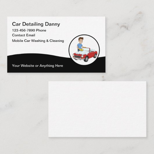 Cool Modern Car Wash Detailing Visitekaartjes (Voorkant / Achterkant)